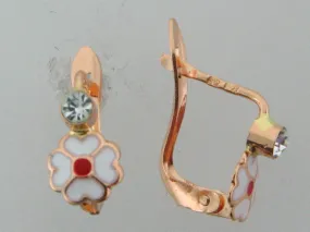 717 - 19.2k Portuguese Gold Enameled Flower Earrings