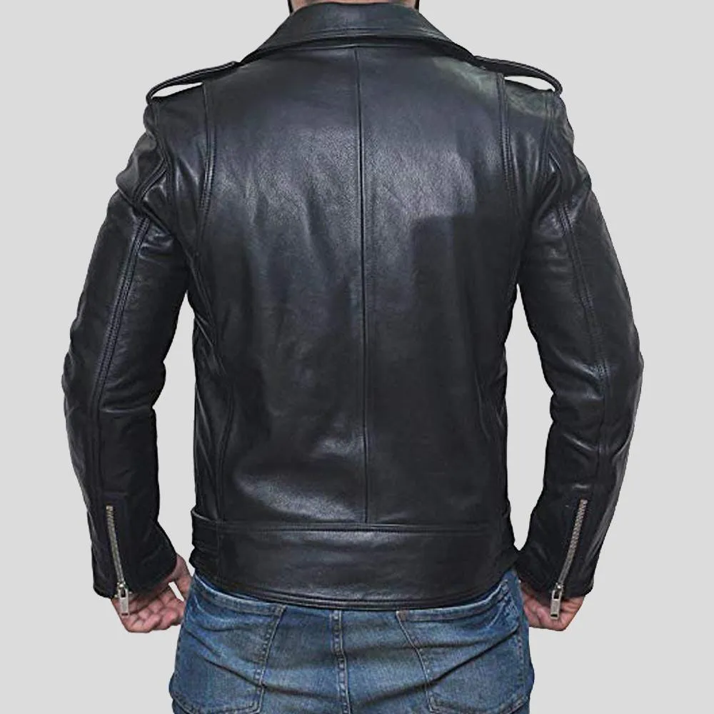 Alec Black Biker Leather Jacket