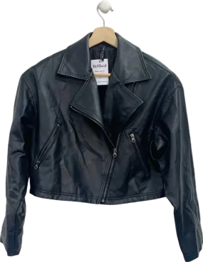 AsYou Black Faux Leather Biker Jacket UK 10