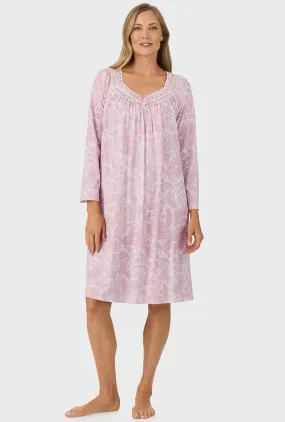 Ballet Pink Paisley Long Sleeve Nightgown