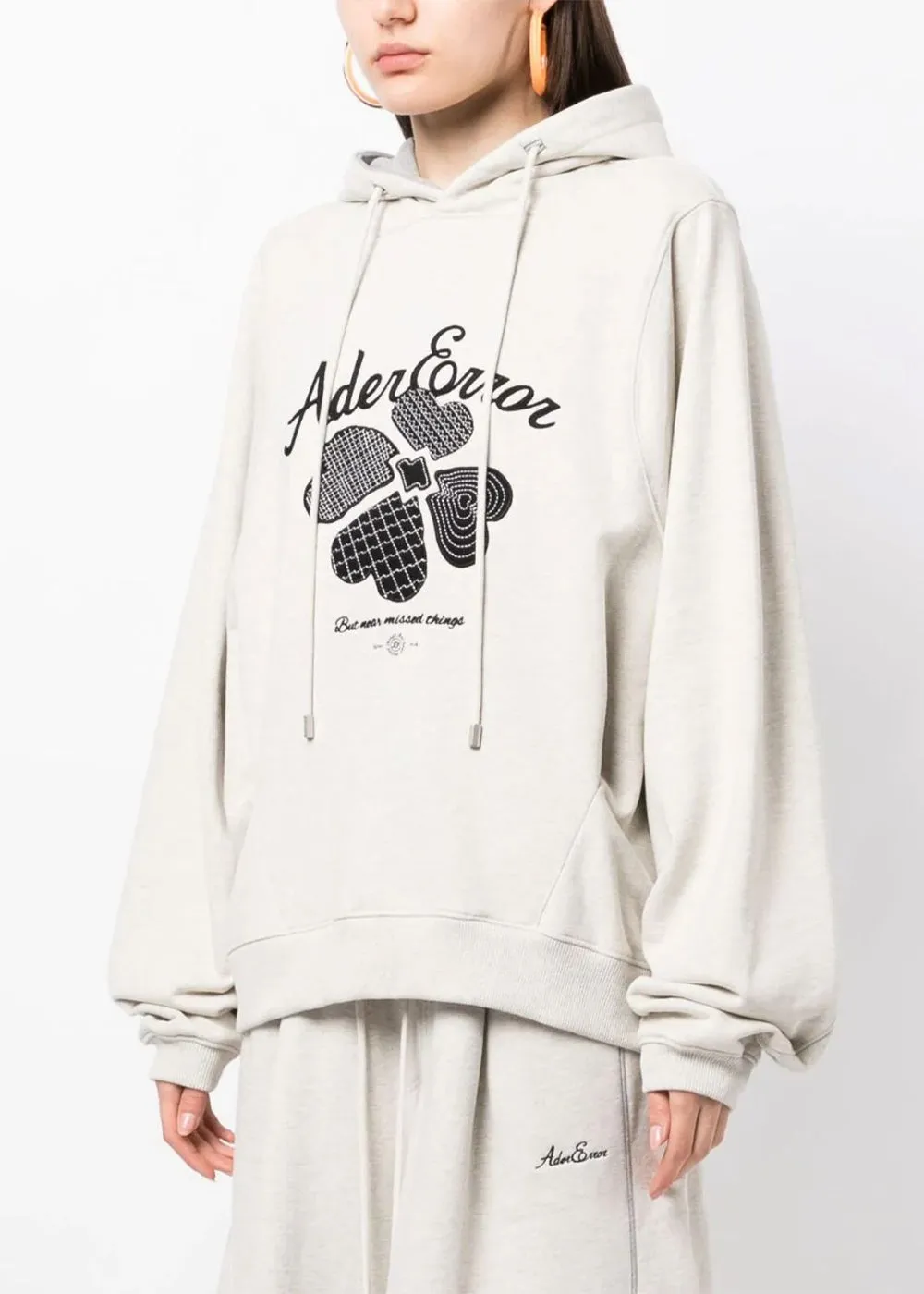 Beige Tever Logo-Embroidered Hoodie