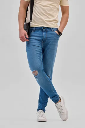 Blue Distressed Skinny Fit Jeans