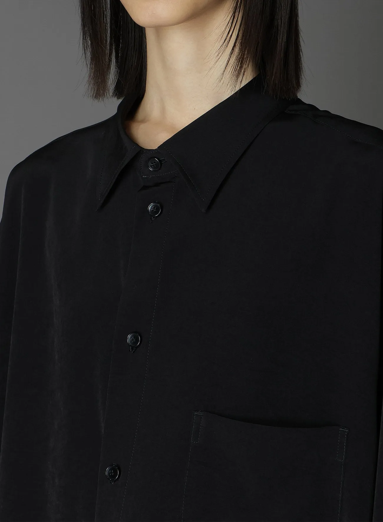 CREPE DE CHINE LEFT DRAPED SHIRT