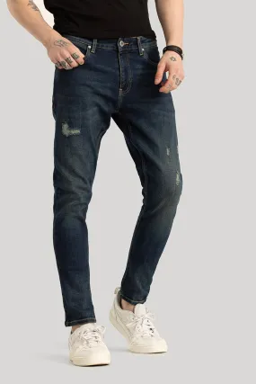 Emanuele Navy Distressed Skinny Fit Jeans