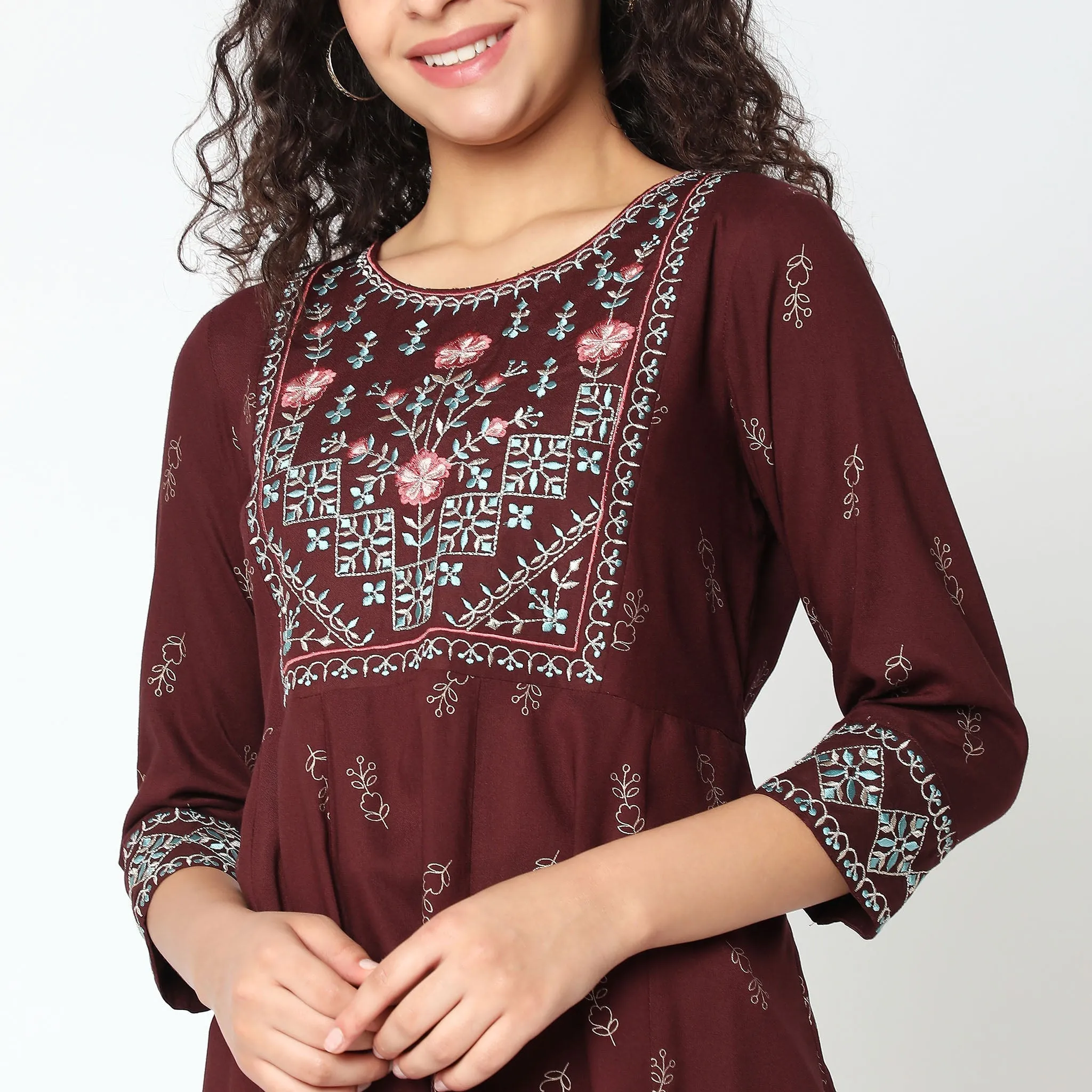 Flare Fit Embroidered Kurta