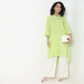 Flare Fit Embroidered Kurta