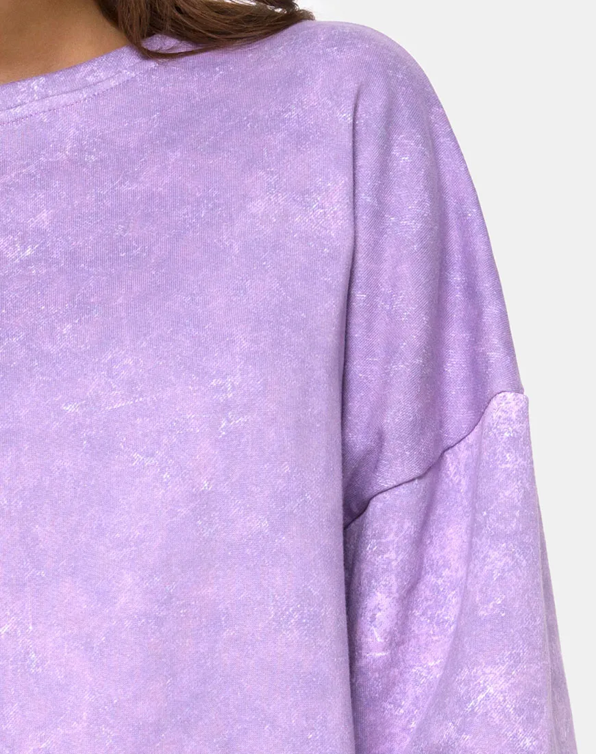 Glo Sweatshirt in Purple Acid Wash