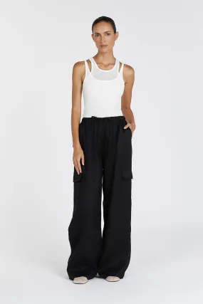 INGRID BLACK LINEN CARGO PANT