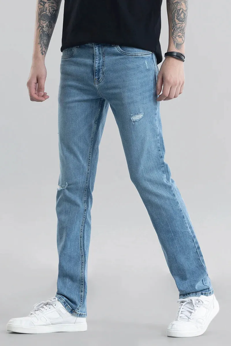 Kari Light Blue Distressed Straight Fit Jeans