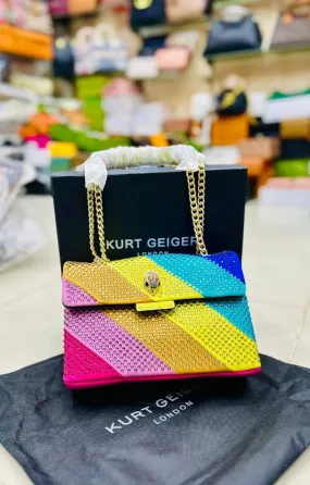 Kurt Geiger Official Model Bag for Women (blue yellow pink)