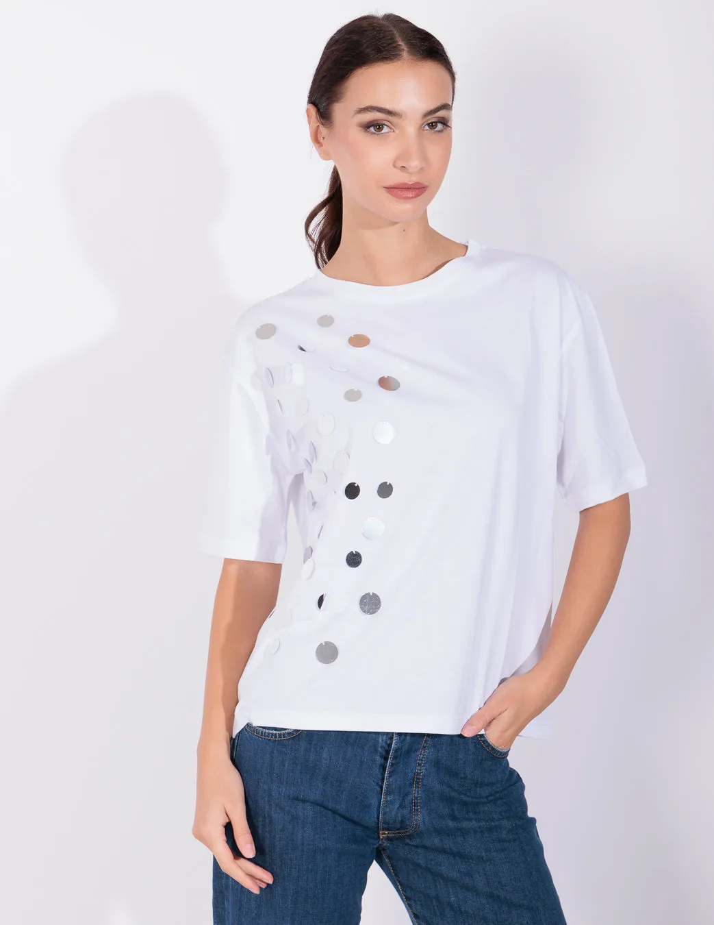 Levi - T-shirt con maxi paillettes