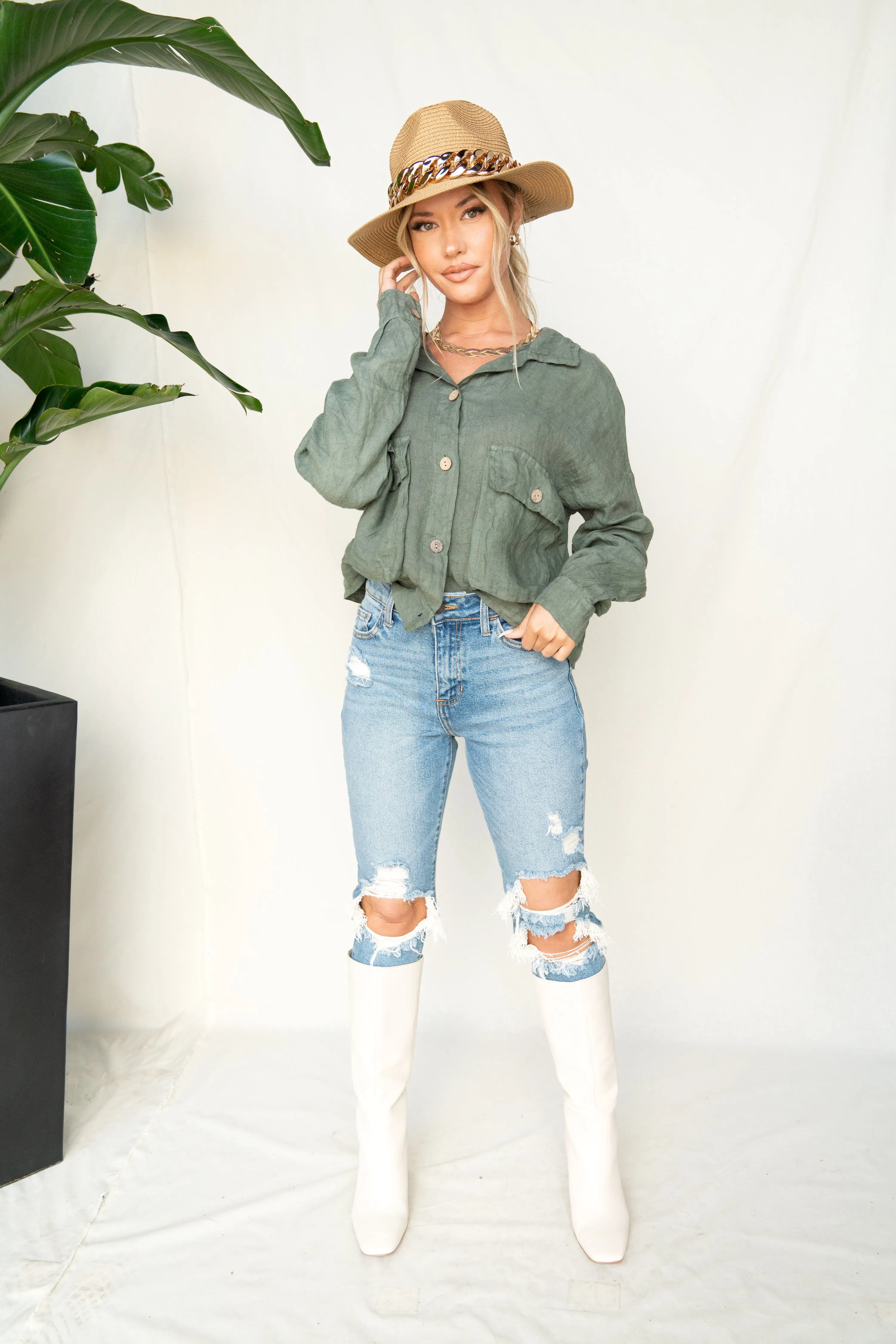 Linen Cropped Jacket