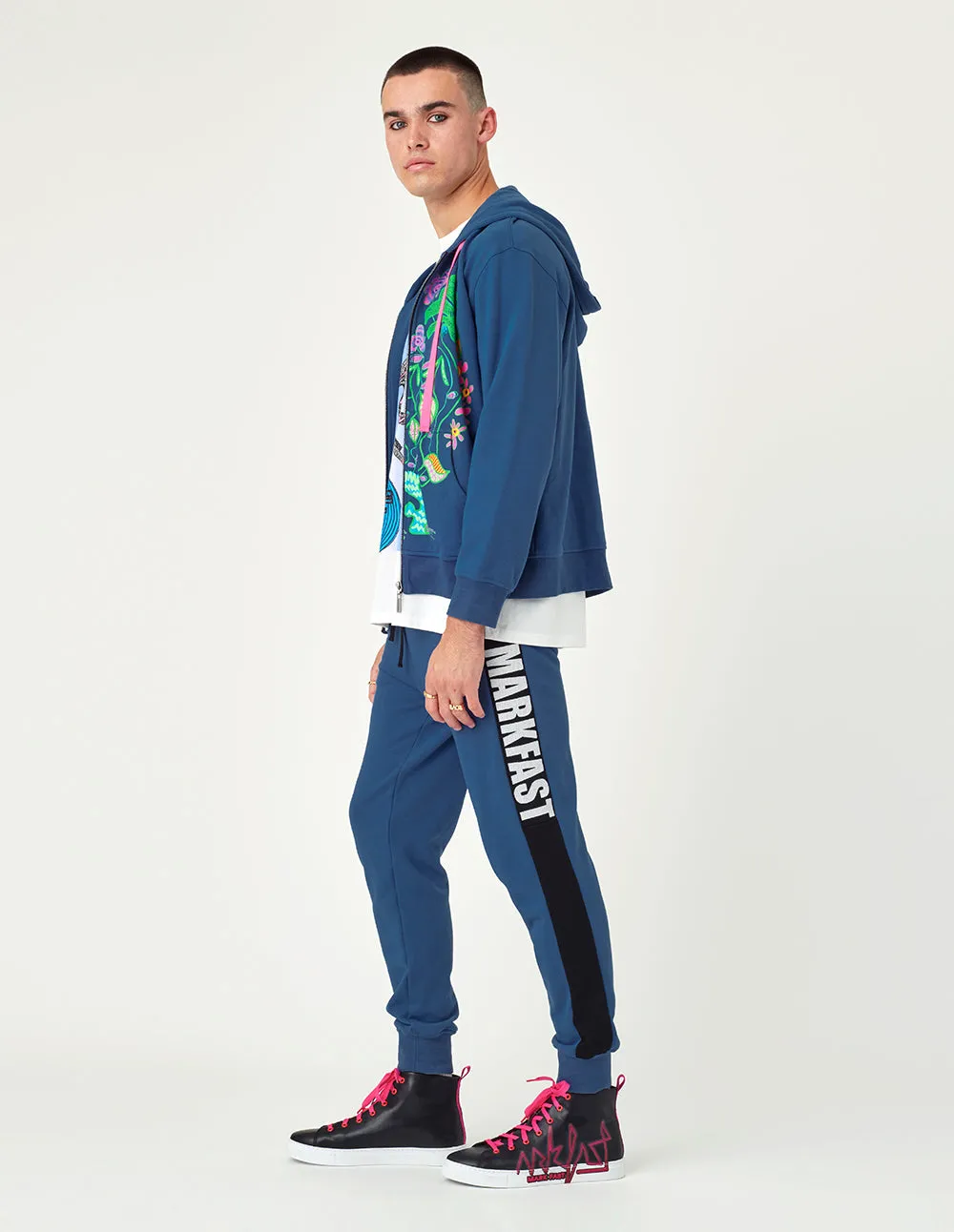 MARK FAST Men Printed Colour Block Sweatpants