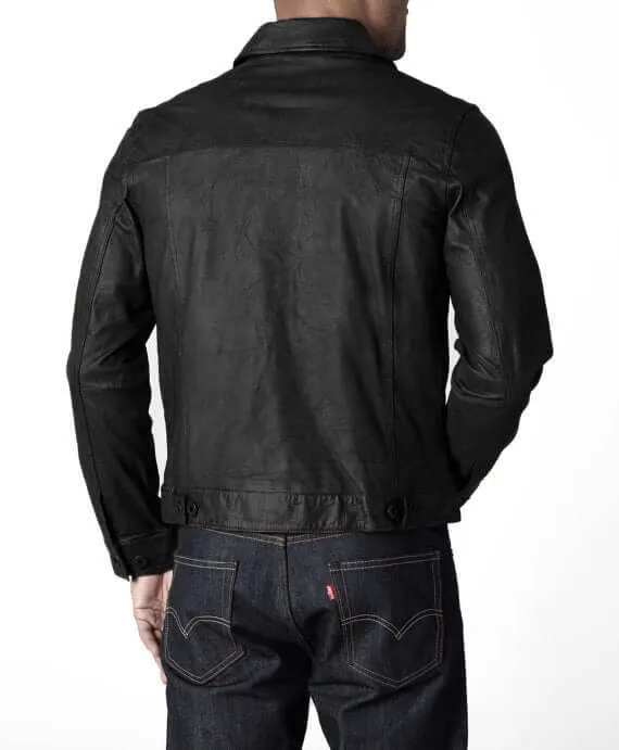 Men Vintage Style Black Leather Jacket,Men Leather Jacket,Fashion Leather Jacket