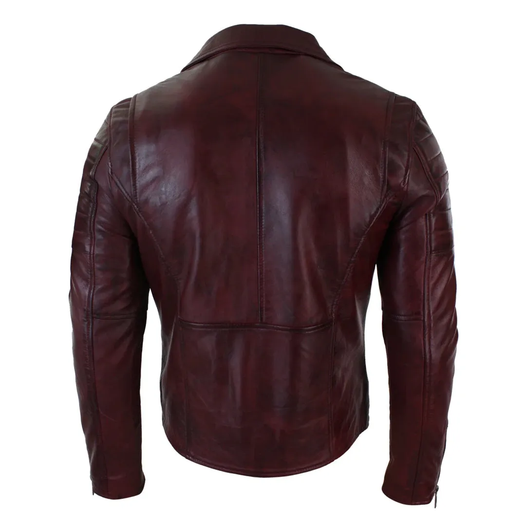 Men's Cross Zip Brando Leather Biker Jacket