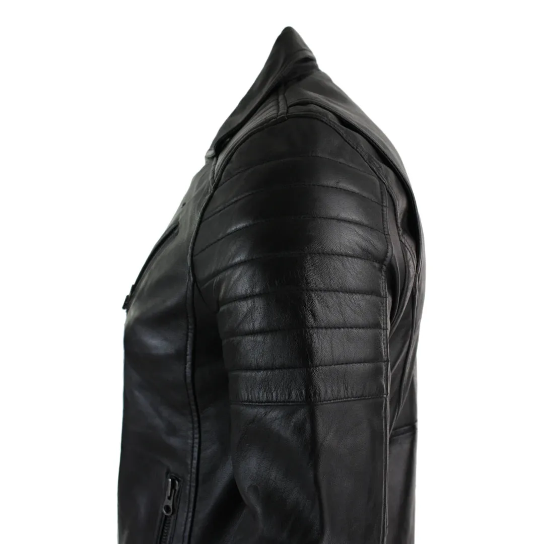 Men's Cross Zip Brando Leather Biker Jacket