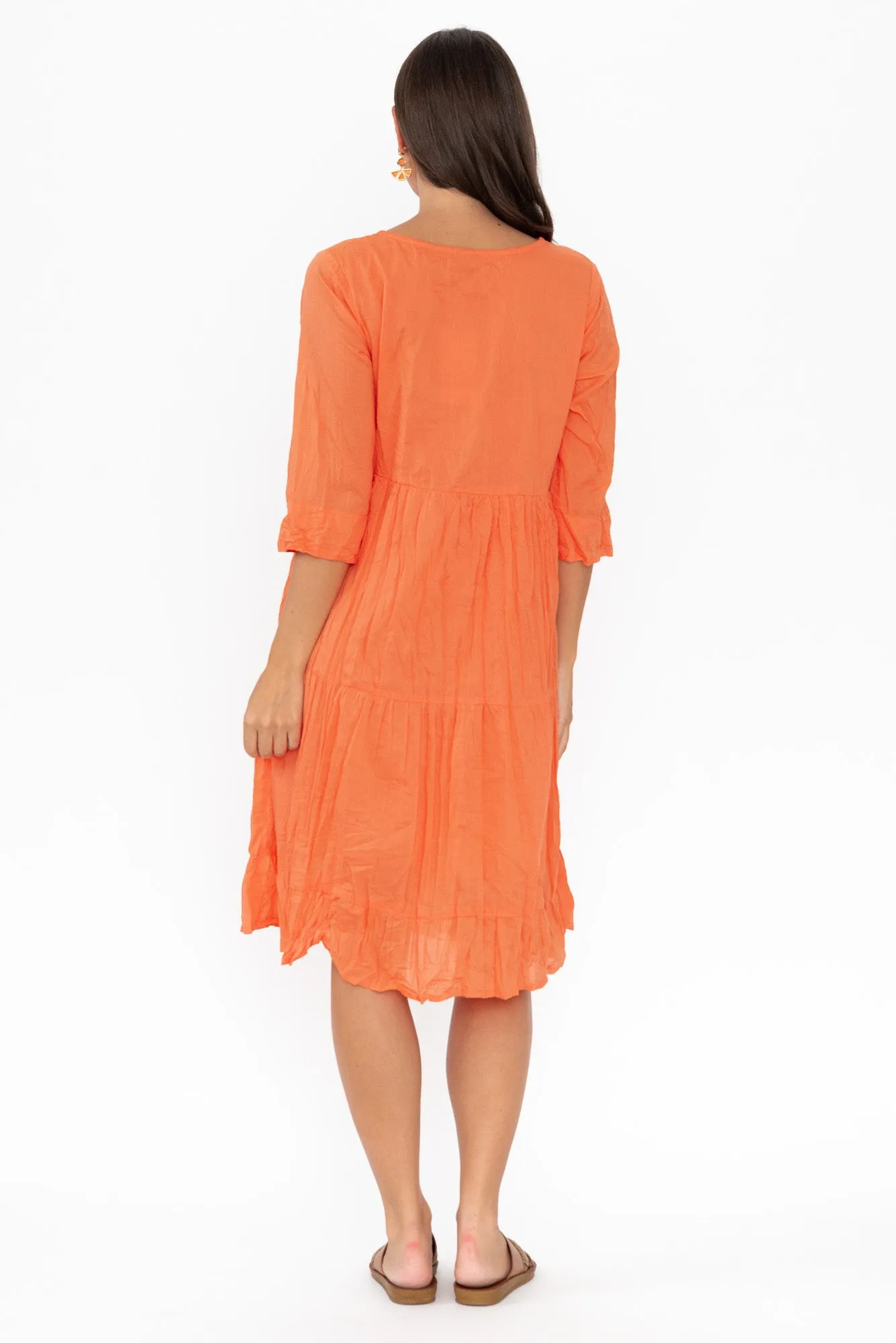 Milana Orange Crinkle Cotton Dress