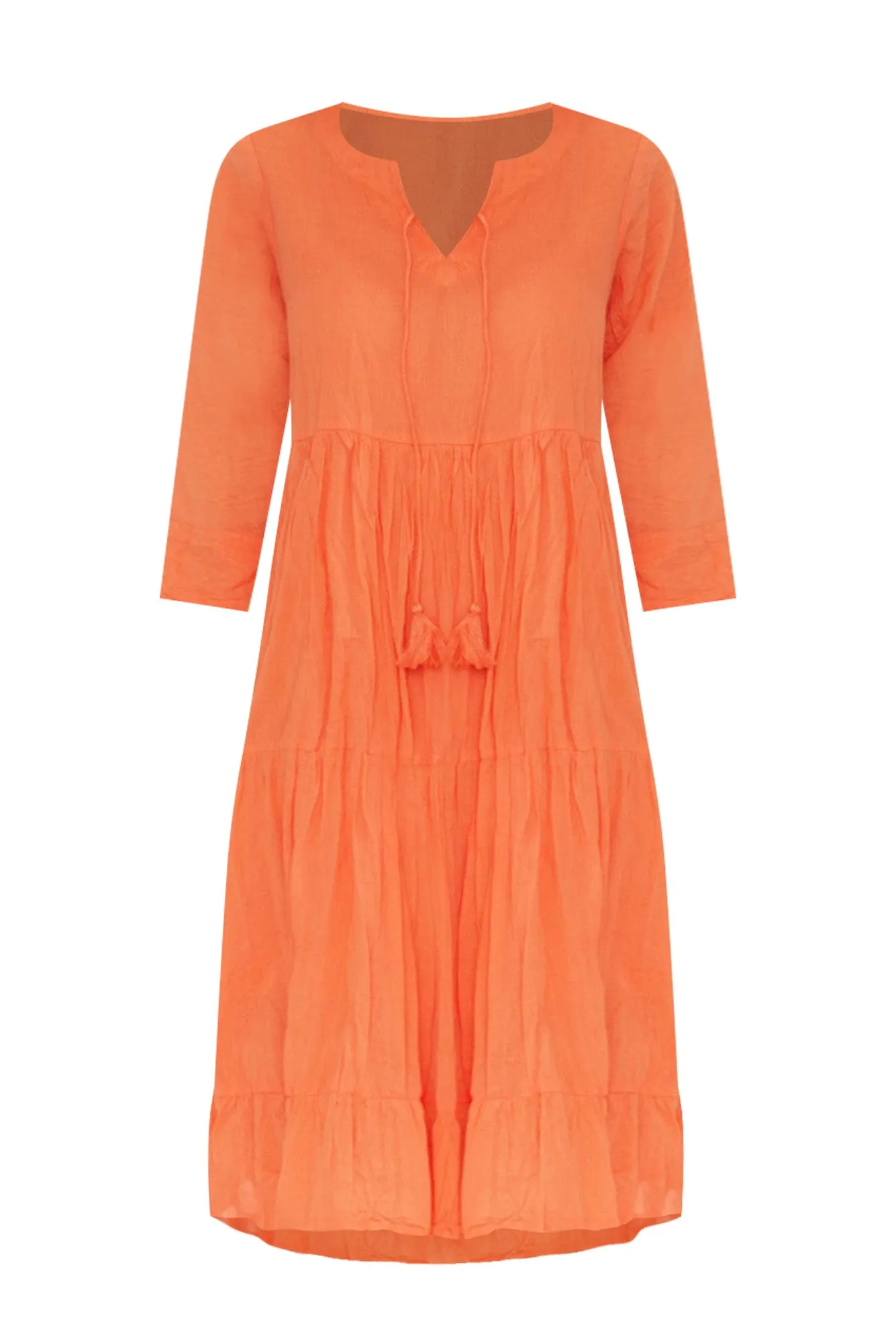 Milana Orange Crinkle Cotton Dress