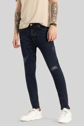 Navy Distressed Skinny Fit Jeans