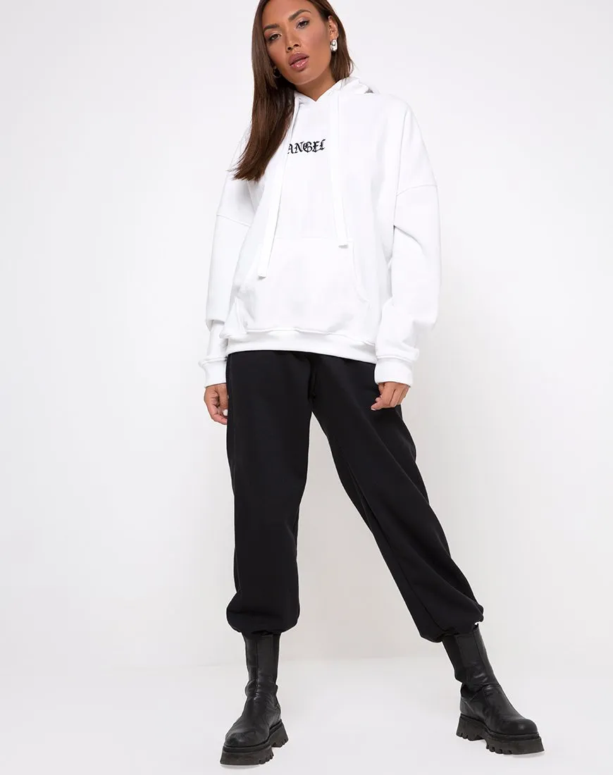 Oversize Hoody in White Angel Embro