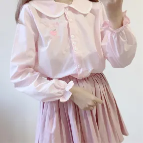 Peach Embroidered Flare Sleeved Shirt