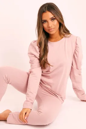 Pink Puff Sleeve T-shirt Co-ord - Paula