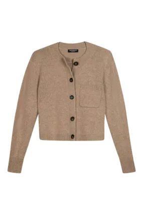 Repeat Cashmere Cropped Chunky Knit Cardigan
 in Taupe