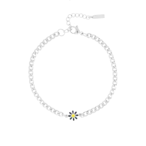 Silver coloured bracelet with flower charm