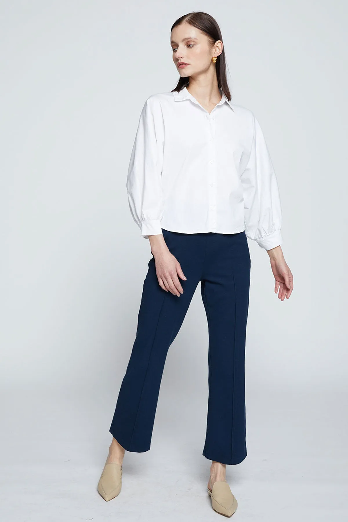 Stateside Sandman Poplin Dolman Puff Sleeve Shirt in White