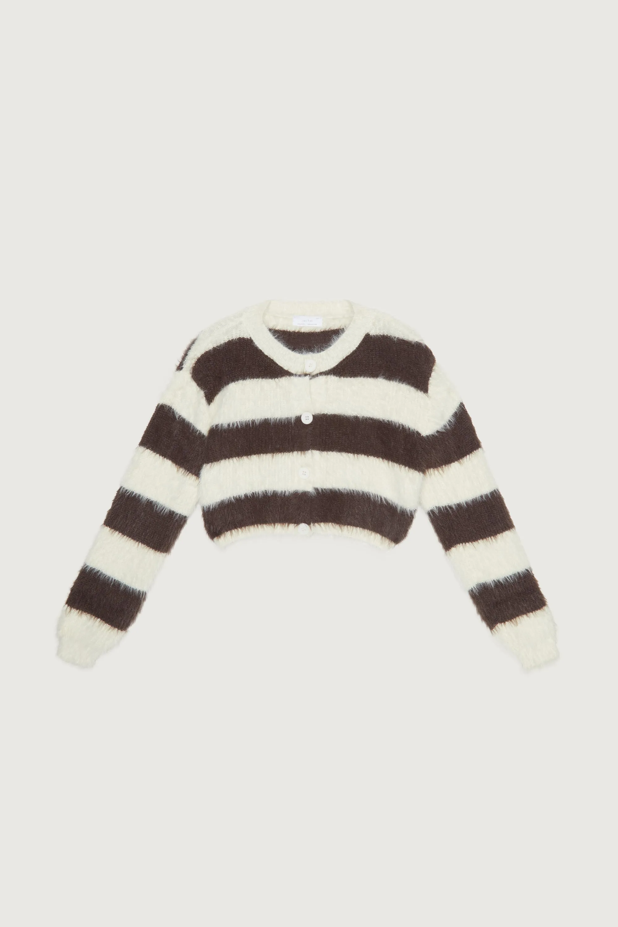 STRIPED FUZZY CARDIGAN