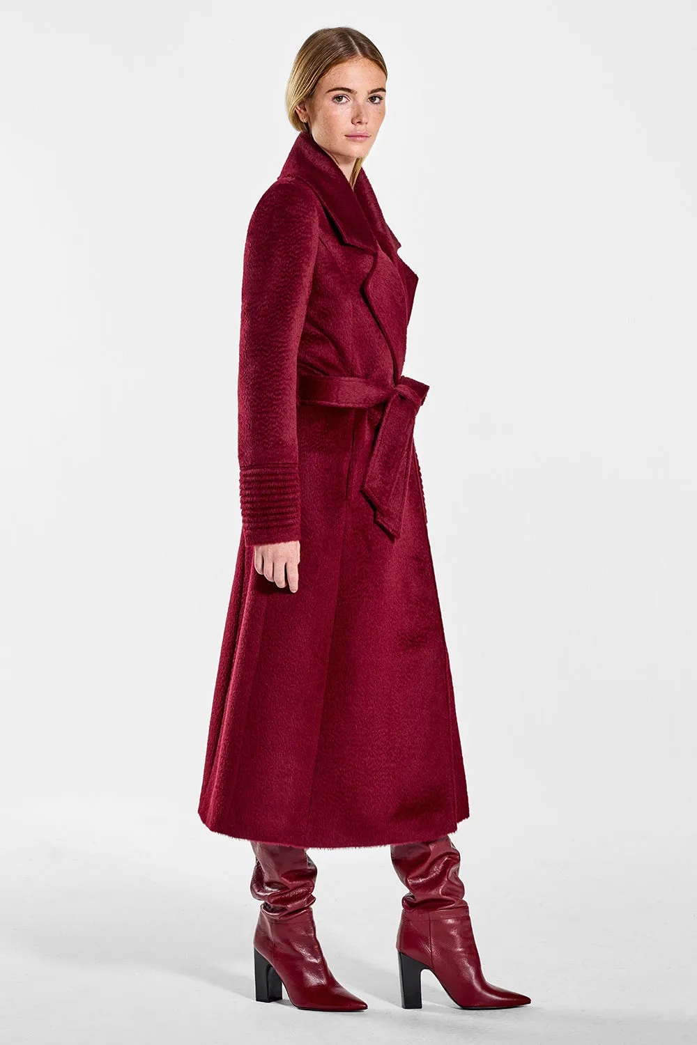 Suri Alpaca Long Notched Collar Wrap Coat