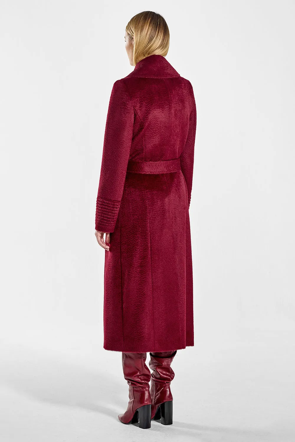 Suri Alpaca Long Notched Collar Wrap Coat