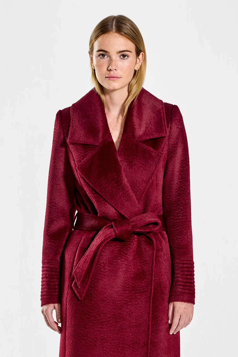 Suri Alpaca Long Notched Collar Wrap Coat