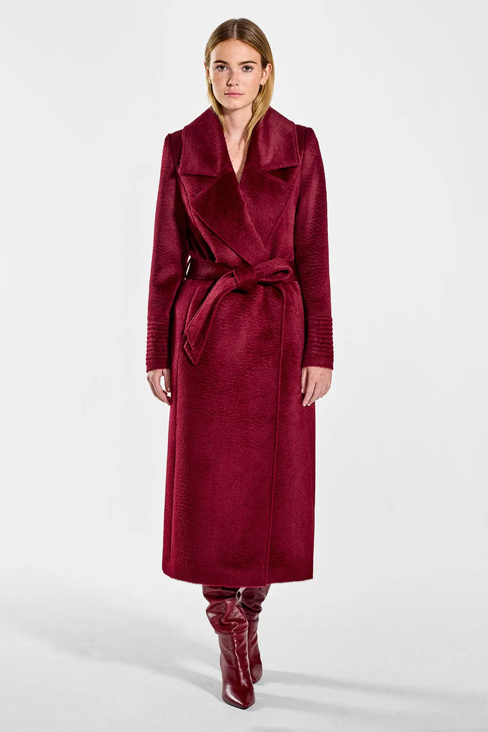 Suri Alpaca Long Notched Collar Wrap Coat