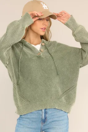 The Chill Olive Green Knitted Pullover