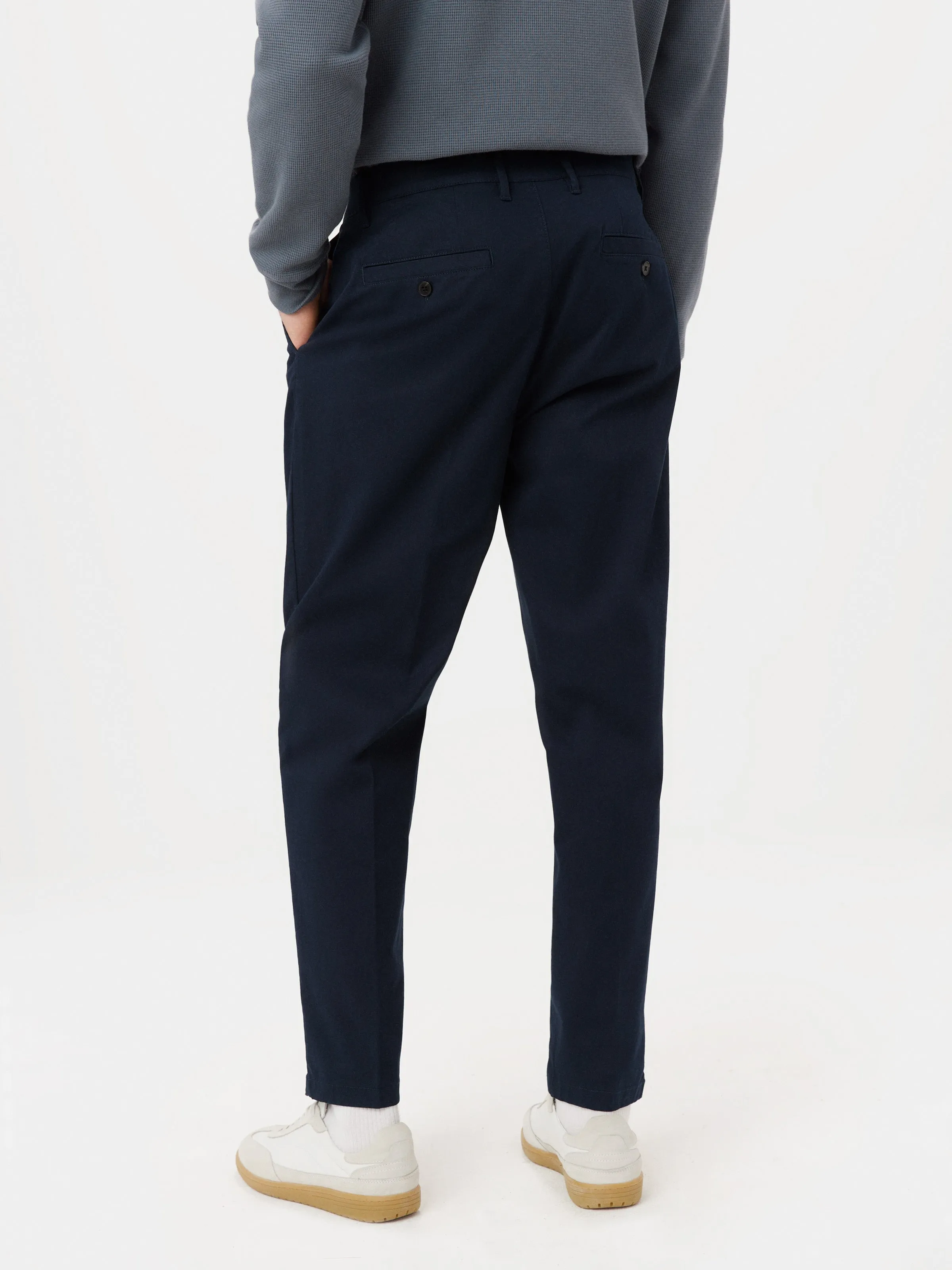 The Jamie Pleated Chino Pant in Deep Blue