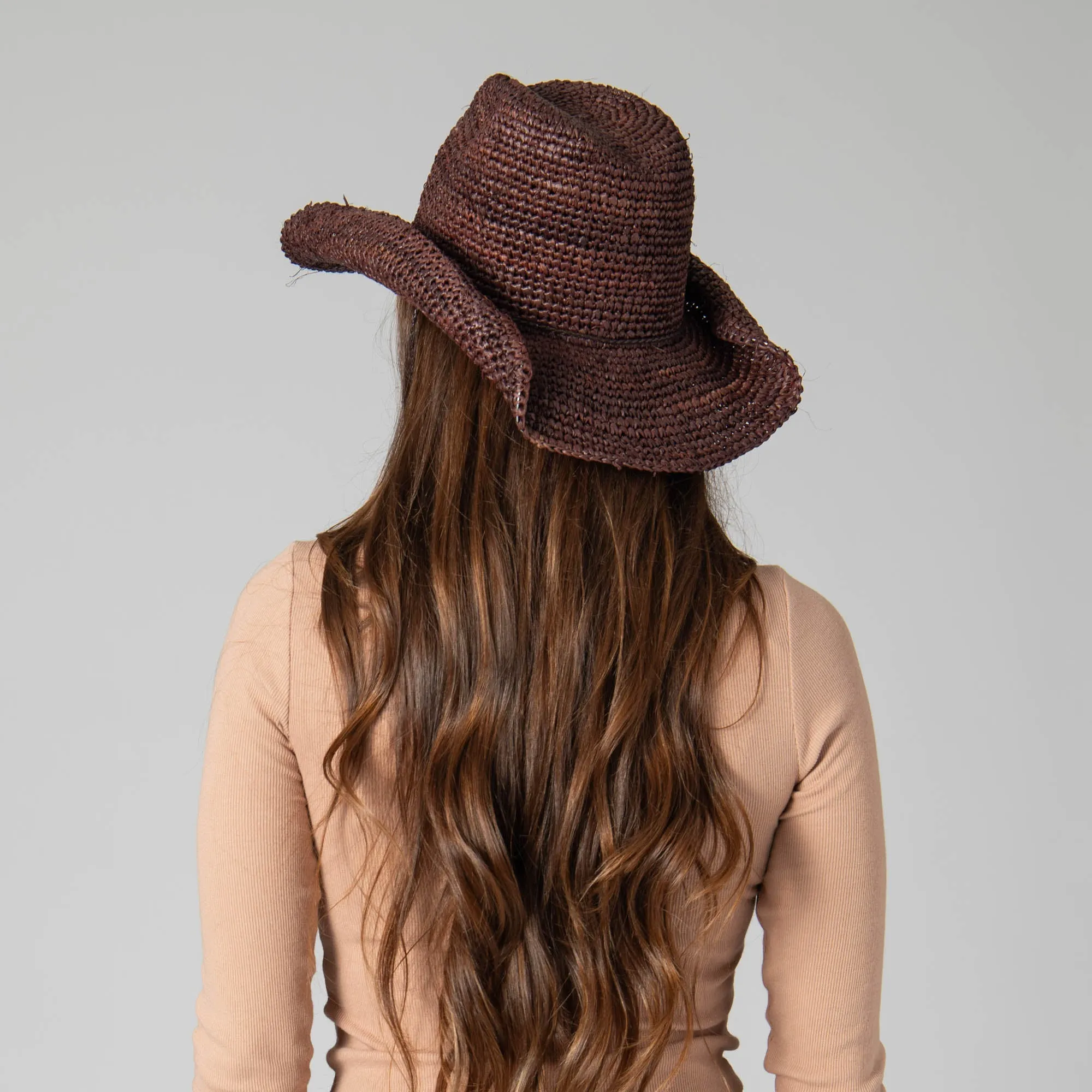 Women's Crocheted Raffia Cowboy Hat