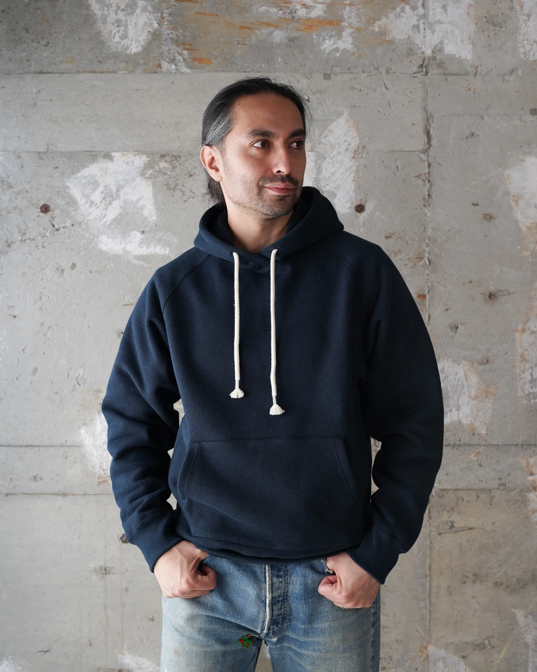 Wonder Looper 876gsm Double Heavyweight French Terry Pullover Hoodie - Navy