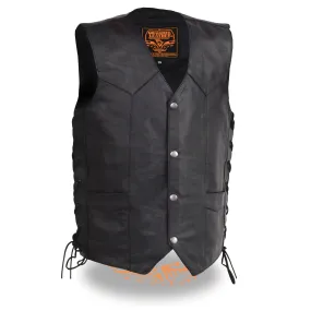 Youth Size Leather Side Lace Biker Vest